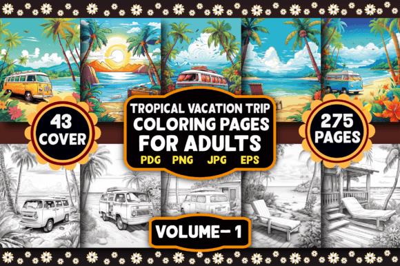 Tropical Vacation Trip Coloring Book Cover