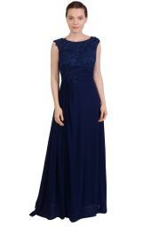 Rochie bleumarin lunga de ocazie cu pliuri 1785 BM