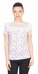 Bluza casual alba cu imprimeu floral H8700 A