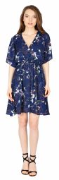 Rochie casual bleumarin cu print floral 1801 BM