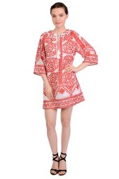 Rochie tunica din voal cu broderie rosie W2428 R