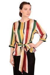 Bluza eleganta satinata cu dungi verticale 21961 G