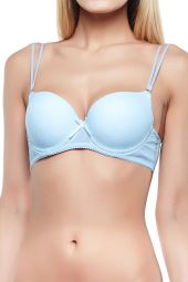 Sutien decolteu in V, Tactel, Bleu cu buline
