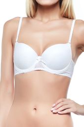 Sutien decolteu in V, Alb perlat
