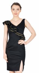 Rochie neagra de seara cu volan BC166 NG