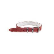 Zgarda rosie din piele pentru caini Enjoy M 14x400 mm