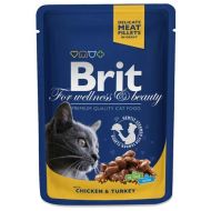 ​Hrana umeda pentru pisici Brit Premium cu pui si curcan 100 g