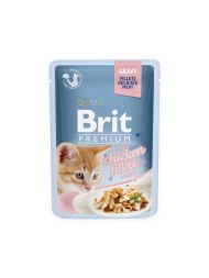 Hrana umeda pentru pisici Brit Premium Kitten cu file de pui in sos 85 g