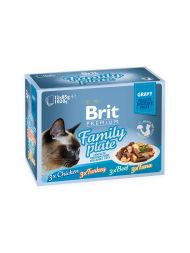 Hrana umeda pentru pisici Brit Premium Family Plate Gravy 12 plicuri X 85 g