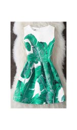 Rochie Cu Imprimeu 3D Leaves