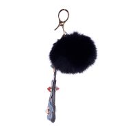 ACCESORIU GEANTA POMPON MEDIU NEGRU BLANA NATURALA