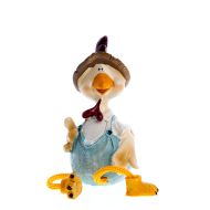 Decoratiune pasare cu salopeta albastra