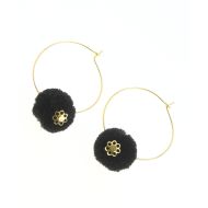 Cercei rotunzi cu accesoriu pufos