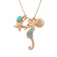 Pandantiv cu lant Bliss placat cu aur 24K - 5073-2672RG