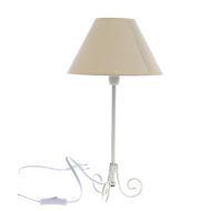 Lampa metalica, abajur textil alb