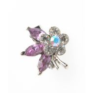 Brosa argintie, motiv floral