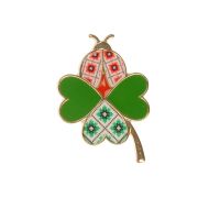 Brosa martisor, trifoi cu contur auriu