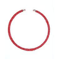 Colier rotund fix, cu mici margele rosii