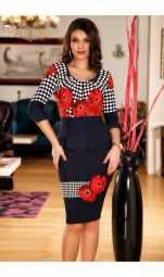 Rochie eleganta cu peplum si imprimeuri