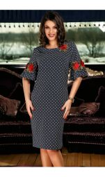 Rochie de zi cu buline si broderie