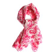 Esarfa matase, print fuchsia