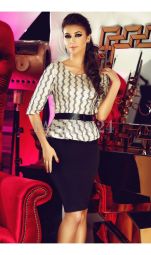 Rochie Office Beige Contrast