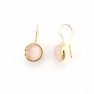 Cercei Cool Stone Collection, placati cu 3 straturi de aur de 18K, 22K, 24K, decorati cu o piatra semipretioasa de Quartz Roz | 0310438