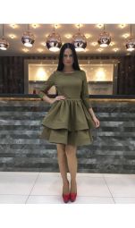 Rochie Eleganta Khaki Ruffles