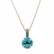 Pandantiv cu lant March Lucky Birthstone - The Color of Your Life placat cu aur 24K | 5056-202202RG