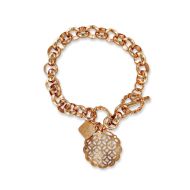 Bratara Oriente Rose Gold Laced Big Charm with Crystals