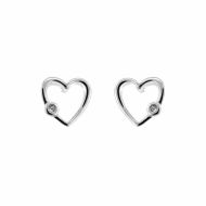 Cercei Argint 925 Simple Heart & Zirconia