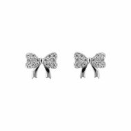 Cercei Argint 925 Little Bows with CZ Diamond Glitter