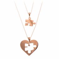 Set Doua Pandantive cu lant Argint 925, placate cu aur roz 18K, Puzzle My Heart