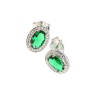 Cercei argint, oval verde