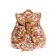Rucsac mini bej, cu bufnite
