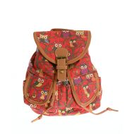 Rucsac mini rosu, cu bufnite