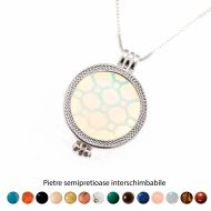 Pandantiv Magic Pendant - Grid, placat cu argint, Secret Stone Collection, cu pietre semipretioase interschimbabile