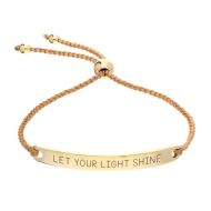 Bratara Argint 925, placata cu aur galben, Engraved - Let Your Light Shine, Gold Cord