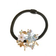 Elastic pentru par, cu flori metalice