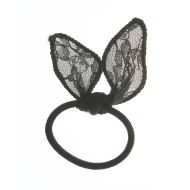 Elastic negru de par, cu dantela