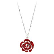 Pandantiv cu lant Argint 925 Red Rose Flower