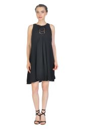 Rochie scurta neagra cu funda la spate 3735 NG