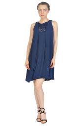 Rochie scurta bleumarin cu funda la spate 3735 BM