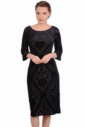 Rochie neagra de seara cu insertii catifea 202038 NG