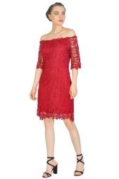 Rochie cambrata bordo cu broderie 262 BO