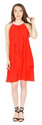 Rochie rosie de seara cu perle aplicate 9218R