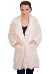 Haina alba trei sferturi din blana artificiala W2339