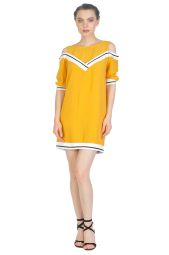 Rochie casual mustar cu garnitura elastica 837585 M