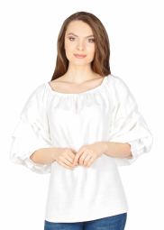 Bluza casual alba cu maneca incretita 5113A