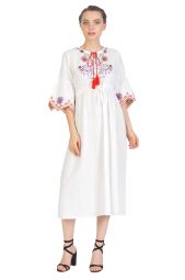 Rochie alba cu accente etnice 680 A